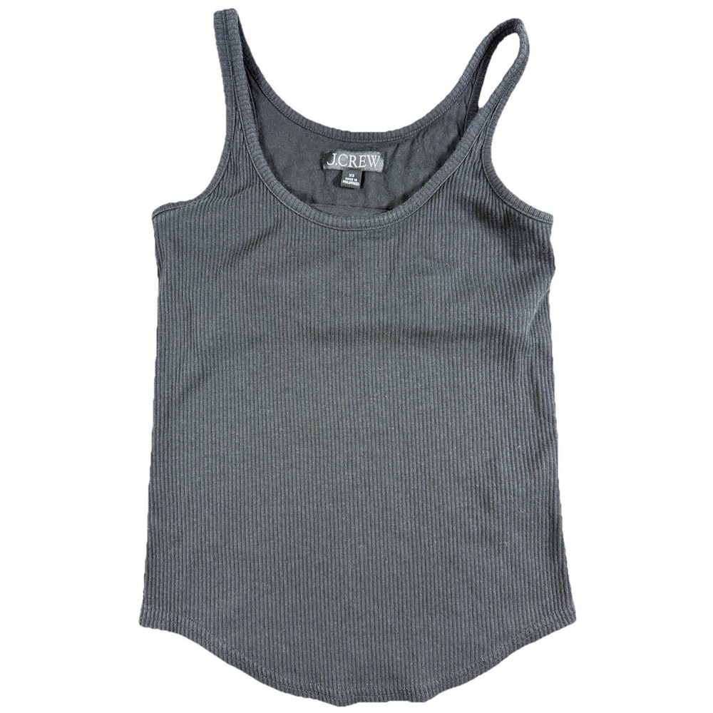 Crew Women's Ribbed Tank Top Black Scoop Neck Shelf Bra Built In Size XS